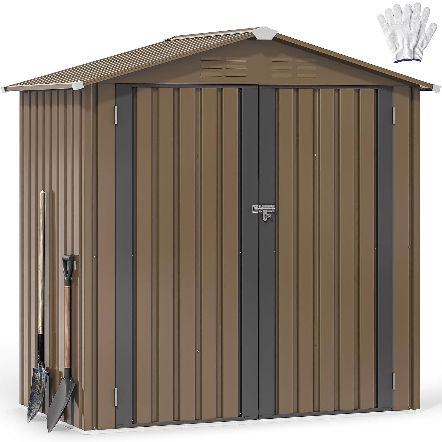 Gardening Tool - 6x4ft Metal Outdoor Storage Shed, Waterproof