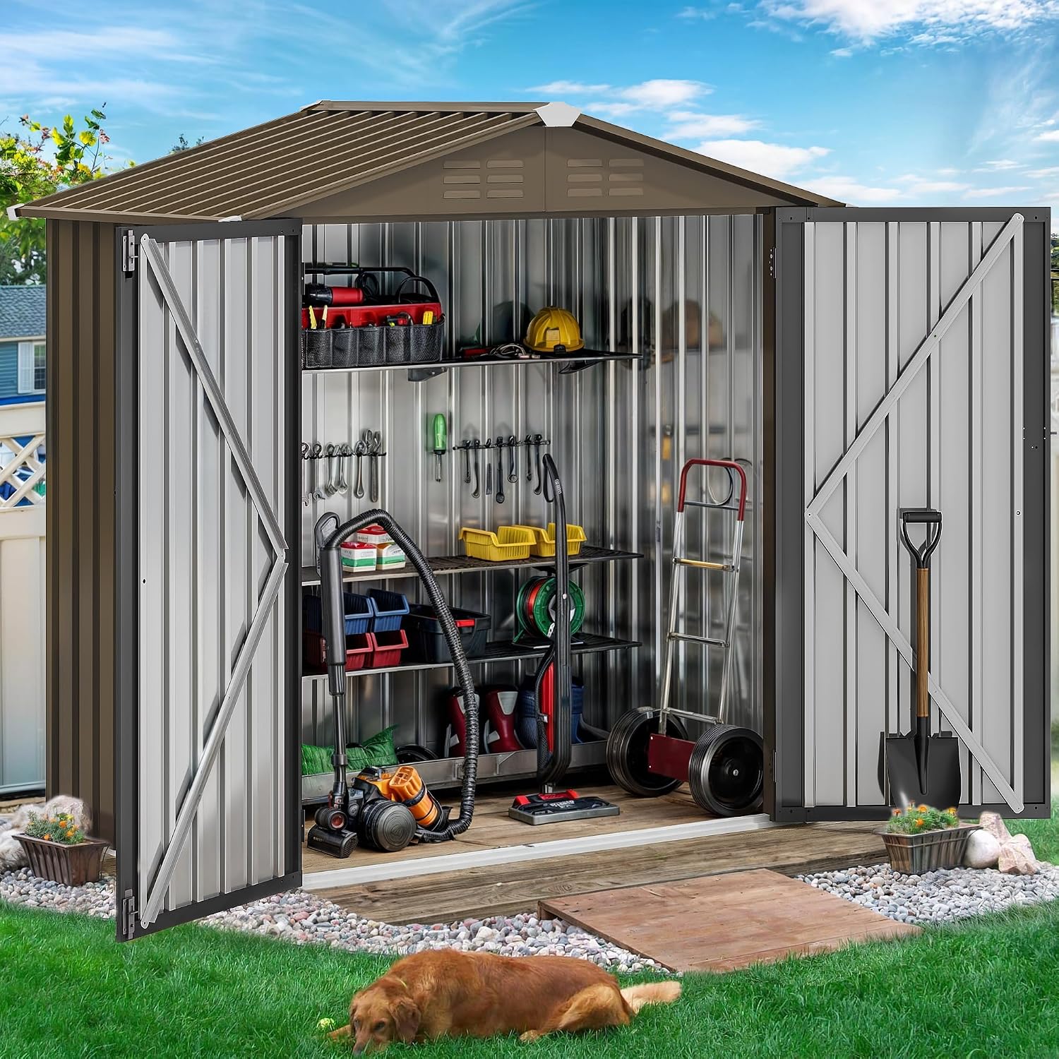 6x4ft Metal Outdoor Storage Sh - Gardening Tool ulasan dan harga