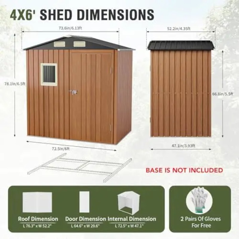 Outdoor Storage Shed 6x4 Ft, L - Gardening Tool ulasan dan harga