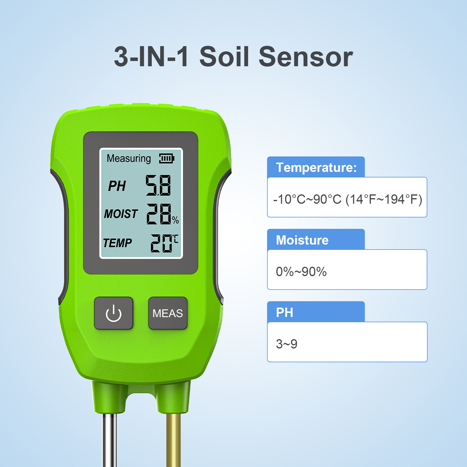 Utility Digital Display 3-in-1 - Soil Ph Meter ulasan dan harga